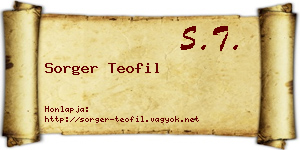 Sorger Teofil névjegykártya